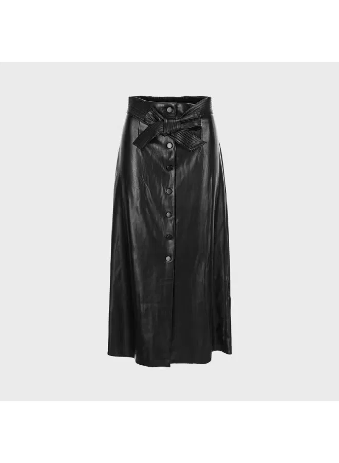 Юбка-миди с завышенной талией и разрезом Zara, черный — фото 2