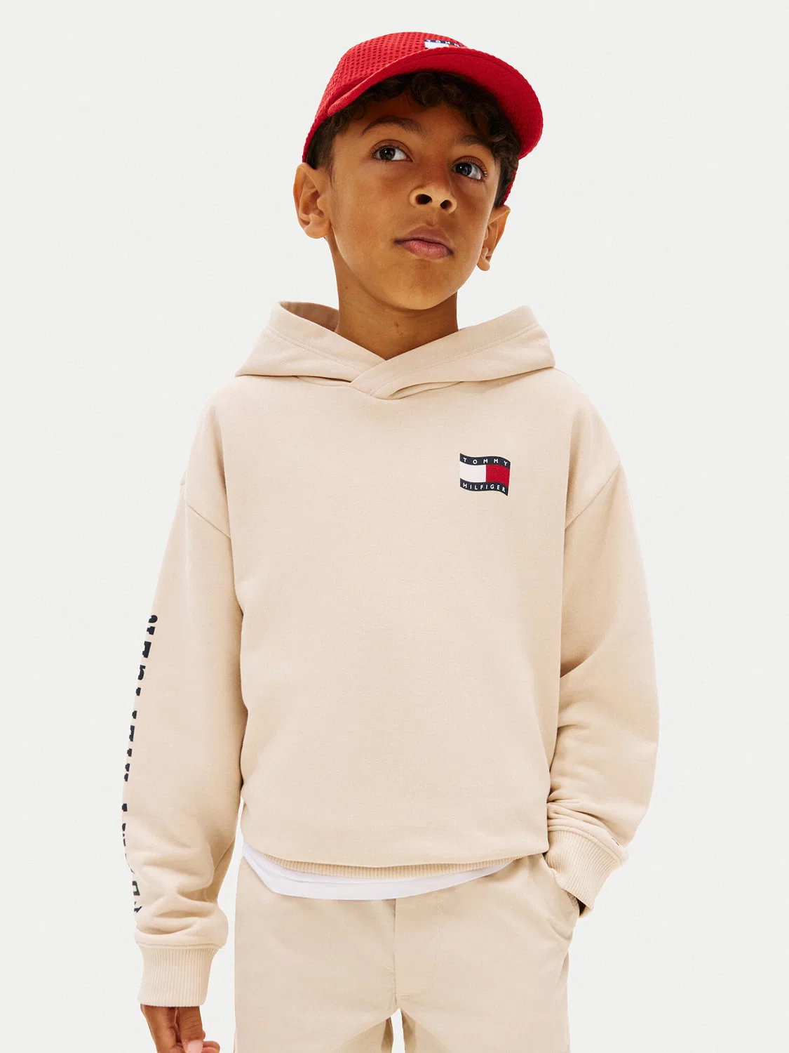 Толстовка стандартного кроя для мальчика Wavy Flag Tommy Hilfiger, бежевый