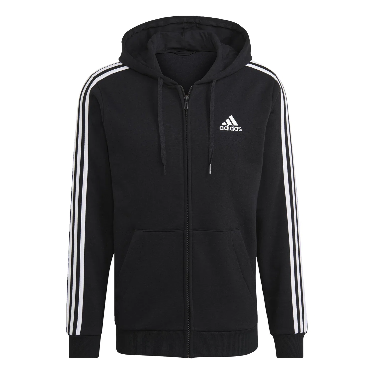 Мужское худи с флисом Essentials Fleece 3-Streifen Adidas, Schwarz — фото 2