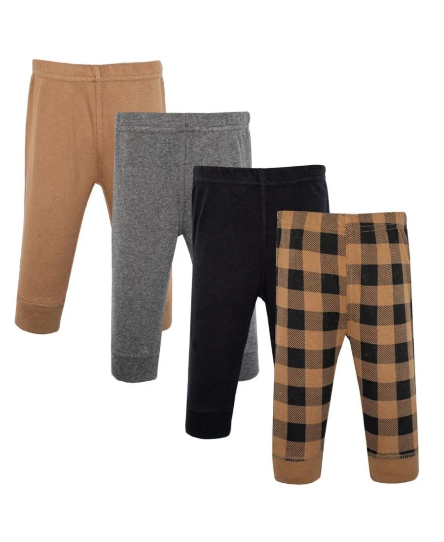 Детские хлопковые штаны и леггинсы с принтом, модель Plaid Hudson Baby, Brown Black Plaid