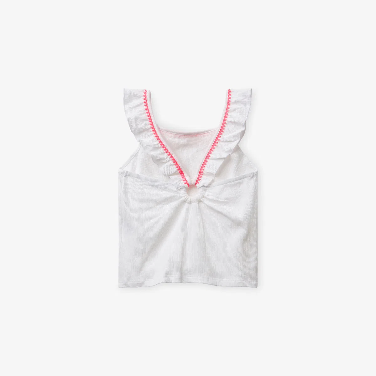 Майка из хлопкового трикотажа с оборками, возраст 6-14 лет Benetton, белый — фото 3