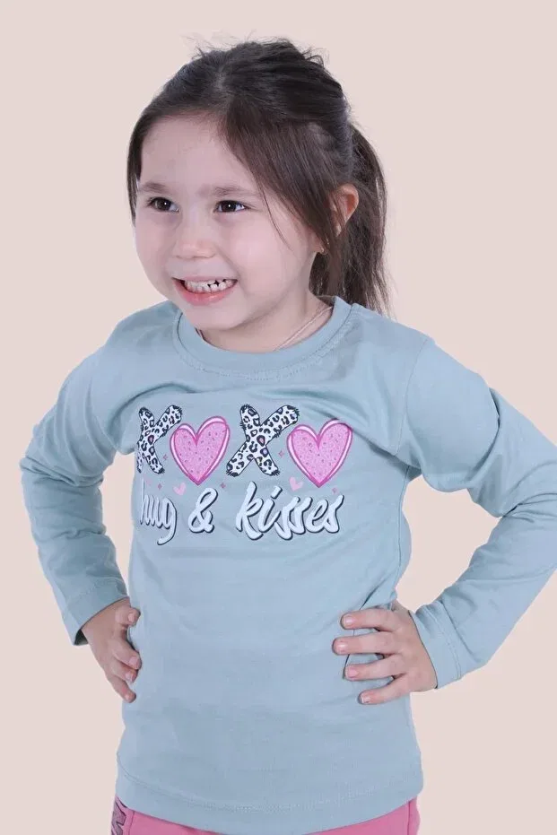 Детские свитшот для девочек с принтом Fyk Collection, Mint Green1