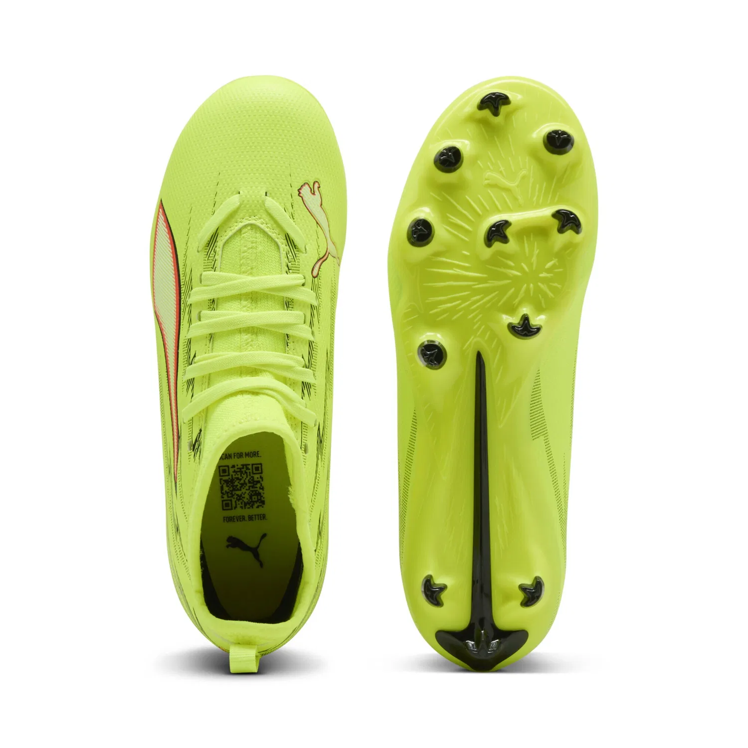 Детские футбольные бутсы ULTRA 6 MATCH FG/AG PUMA, Yellow Alert/Black/Glowing Red/Lime Squeeze — фото 4