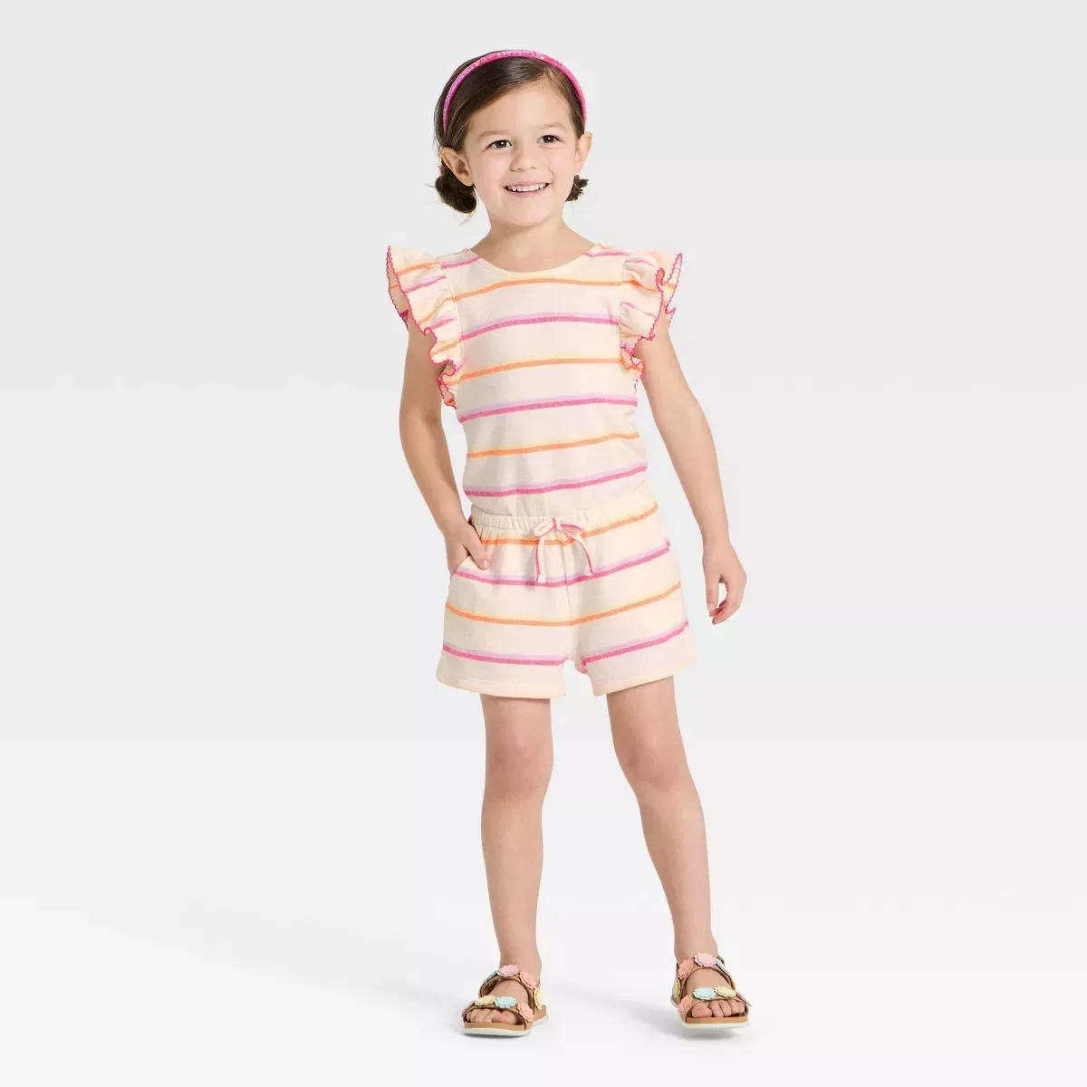 Детский комбинезон с оборками на рукавах INFANT/TODDLER GIRL, Cream — фото 3
