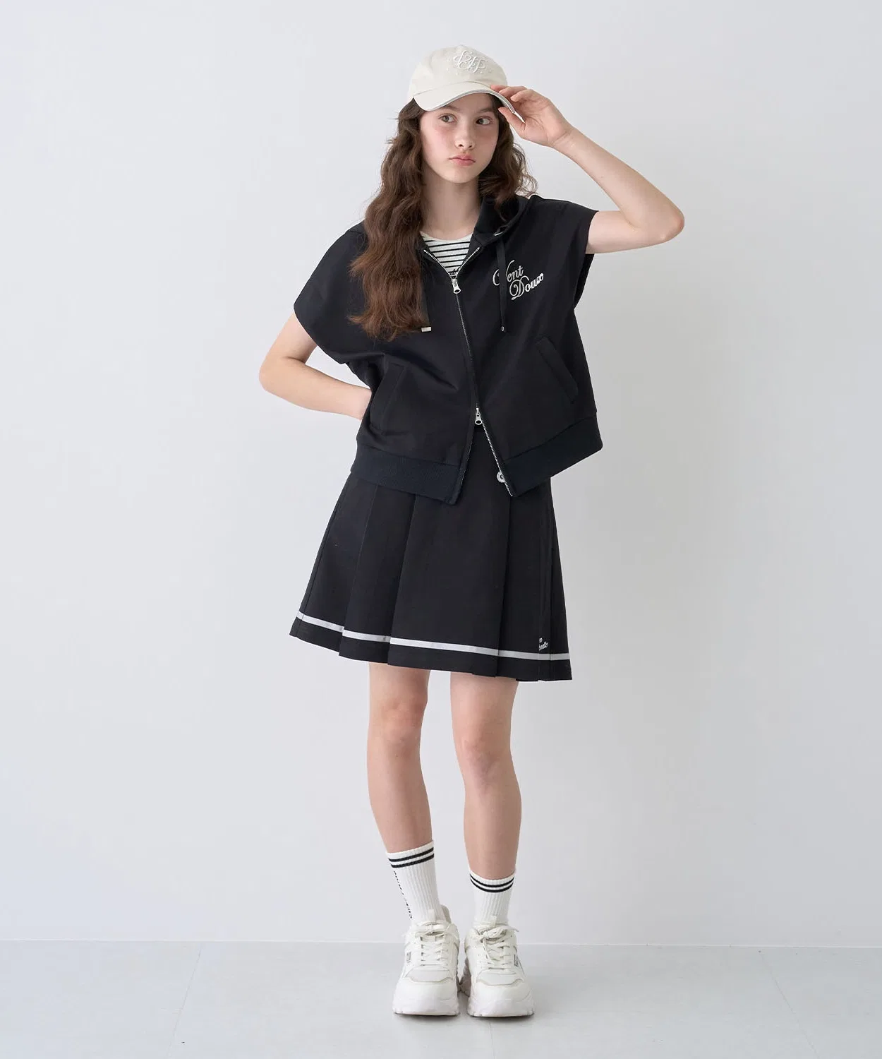 Детский комплект из парки и юбки с принтом Pom Ponette Junior, Black