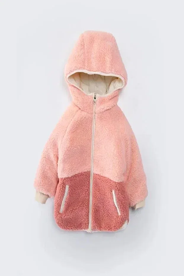 Детское зимнее пальто для девочек стеганое с капюшоном Dekubaby, Beige — фото 4