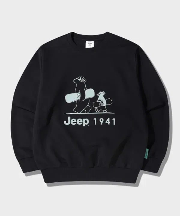 Свитшот с принтом пингвин и медведь, Jeepkids, зеленый — фото 2