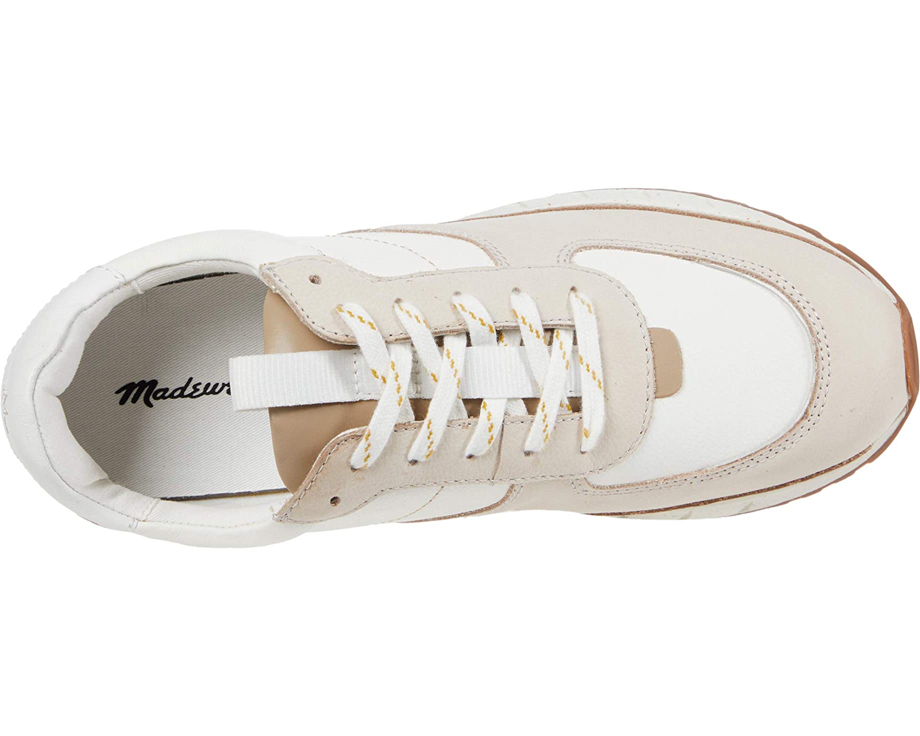 Кроссовки Kickoff Trainer Sneakers in Neutral Colorblock Leather Madewell, кремовый - фото