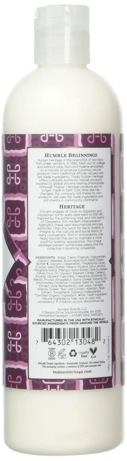 Лосьон для тела Goat's Milk & Chai, Nubian Heritage, 13 fl oz (384 мл) — фото 2