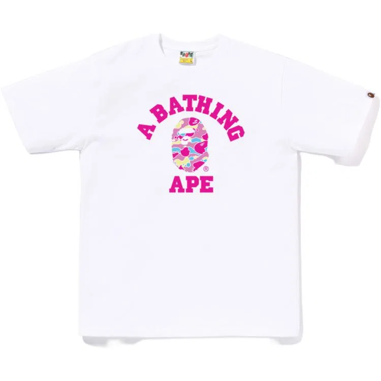 Детская футболка с камуфляжным принтом STA CAMO A BATHING APE, White Pink