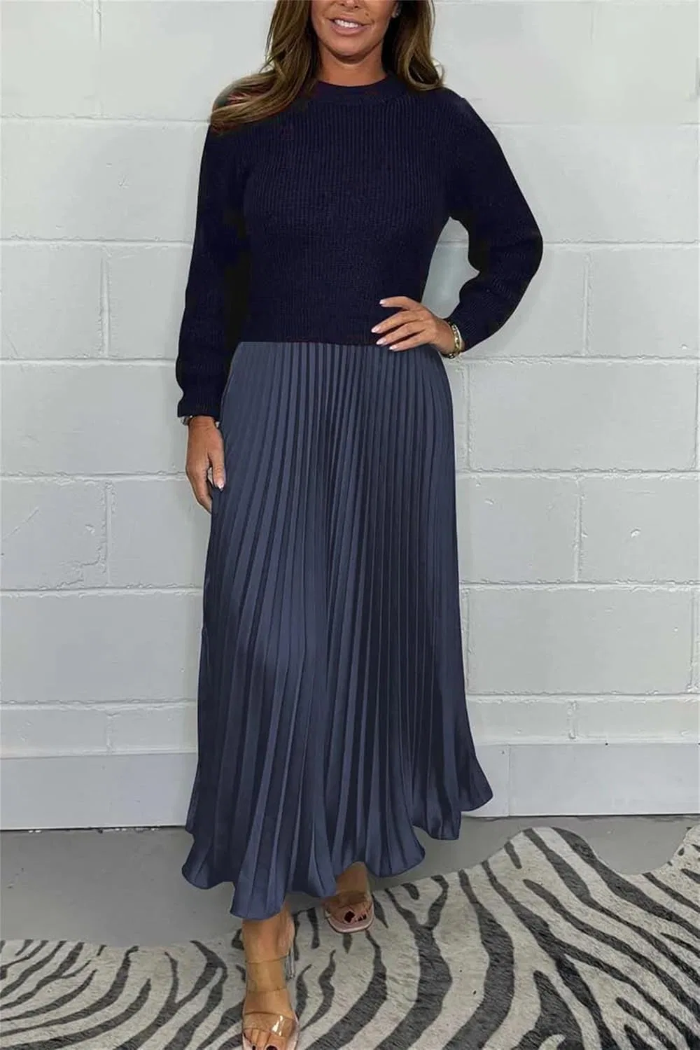 Женское платье макси с плиссированной юбкой, Green — фото 4