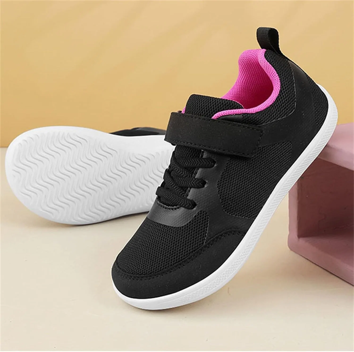 Детские дышащие кроссовки с широким носком для мальчиков и девочек, Hot Pink — фото 2