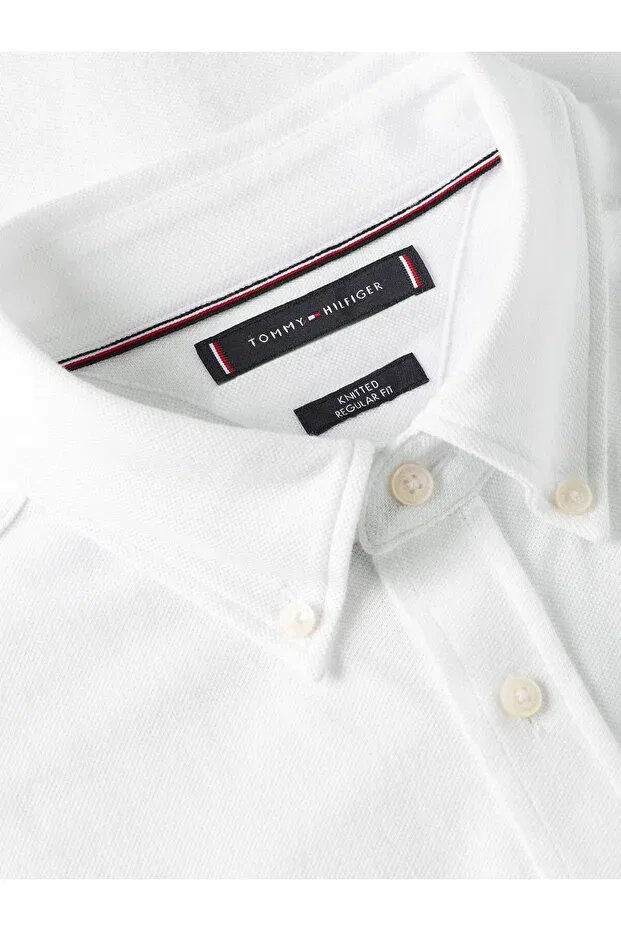 Мужская рубашка с длинным рукавом пике Tommy Hilfiger, Ybr White — фото 3