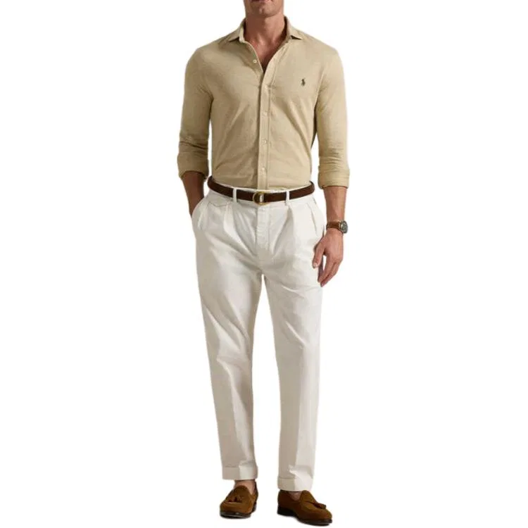 Мужская рубашка на пуговицах с принтом пони Polo Ralph Lauren, Beige — фото 3