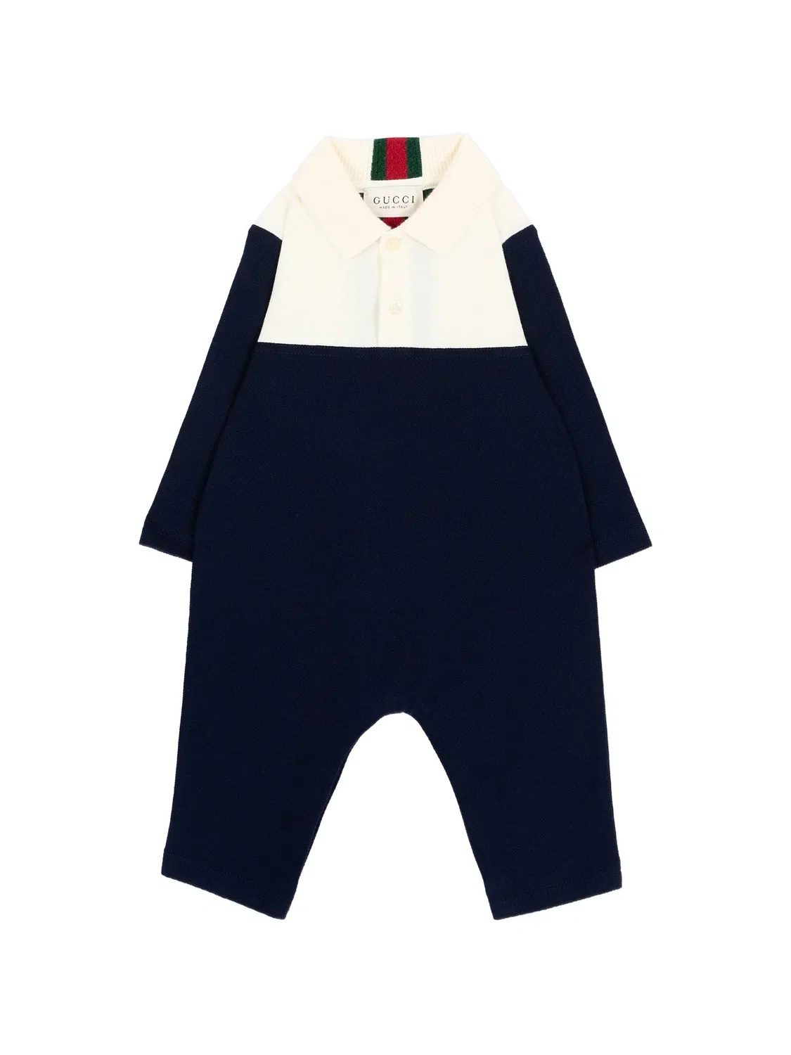Ромпер с отделкой Web и вставками Gucci Kids, синий