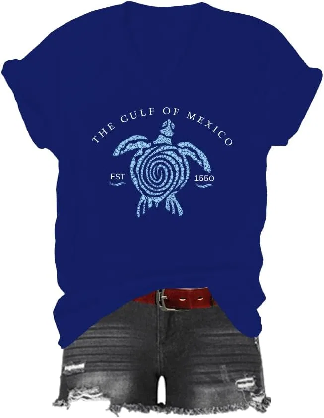 Футболка с принтом The Gulf of Mexico Est 1550, Sapphire Blue