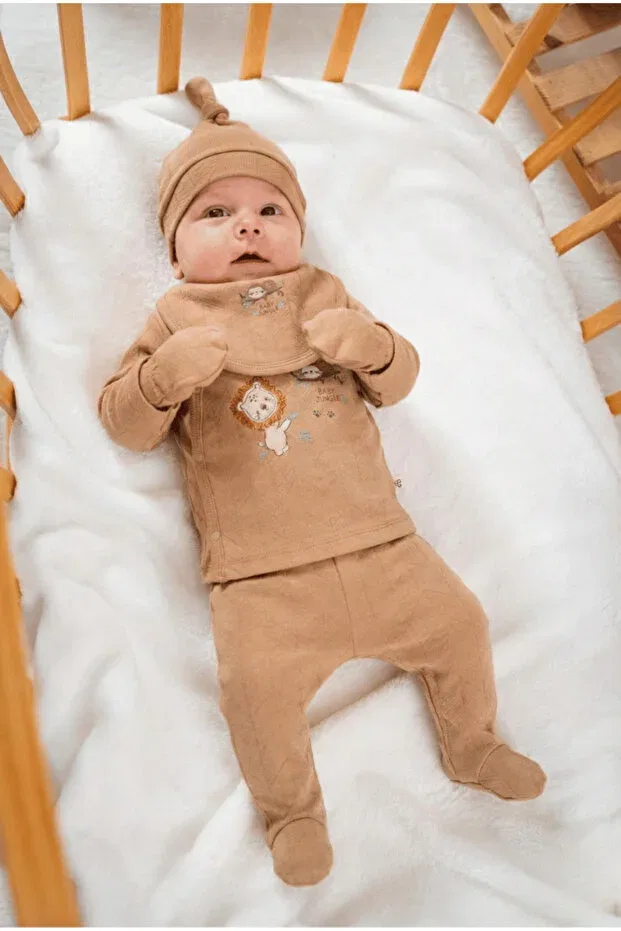 Детский комплект одежды для новорожденных с вышивкой джунгли Generic Brands, Brown