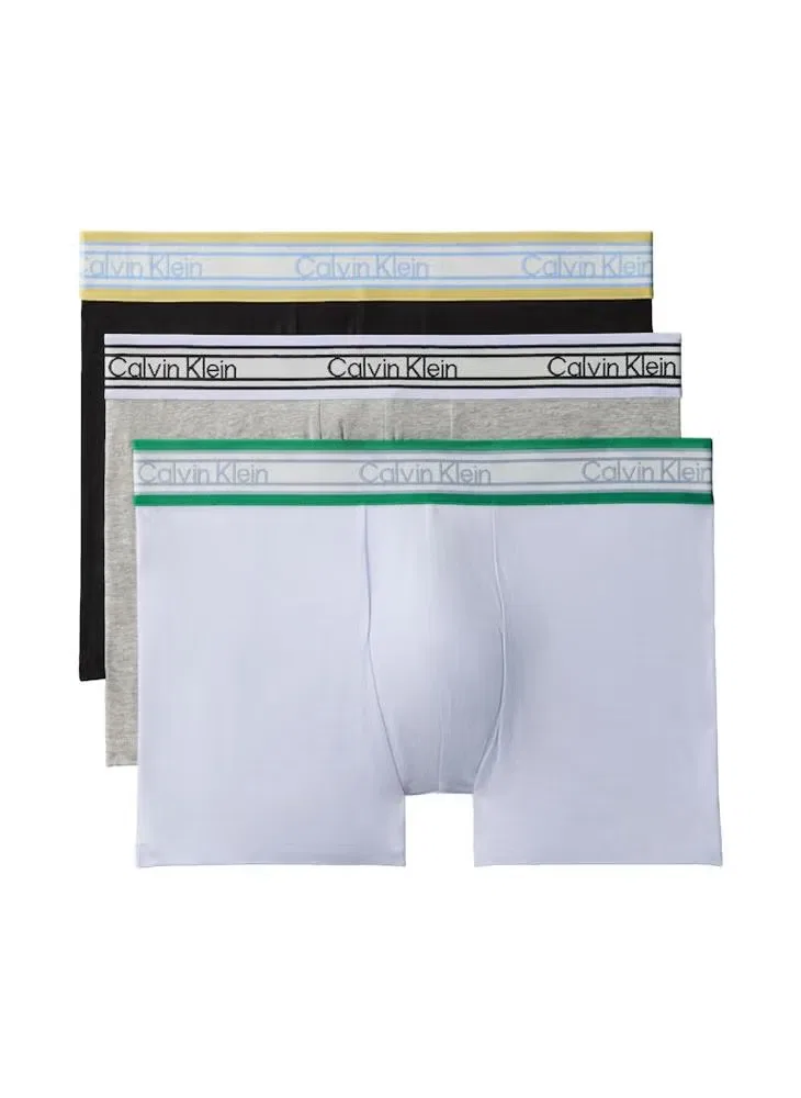 Трусы-боксеры из хлопка, комплект из 3 штук, Icon Cotton Stretch, Calvin Klein, черный