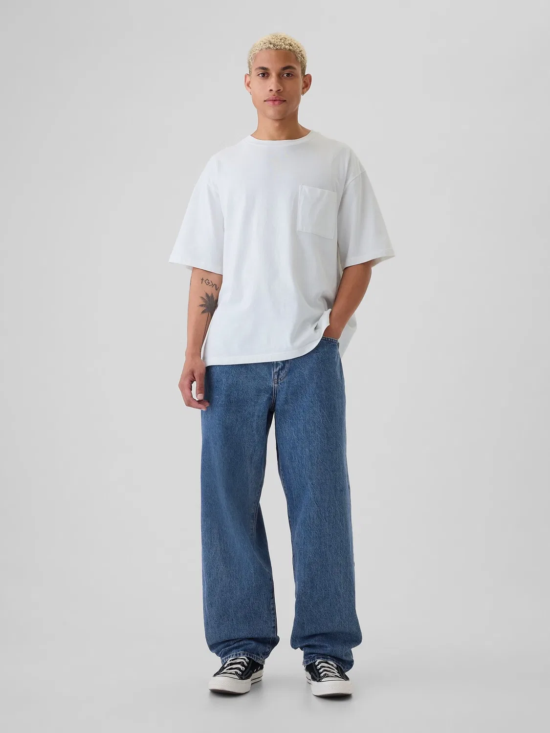 Джинсы свободные, мешковатые Gap Mid Wash Blue