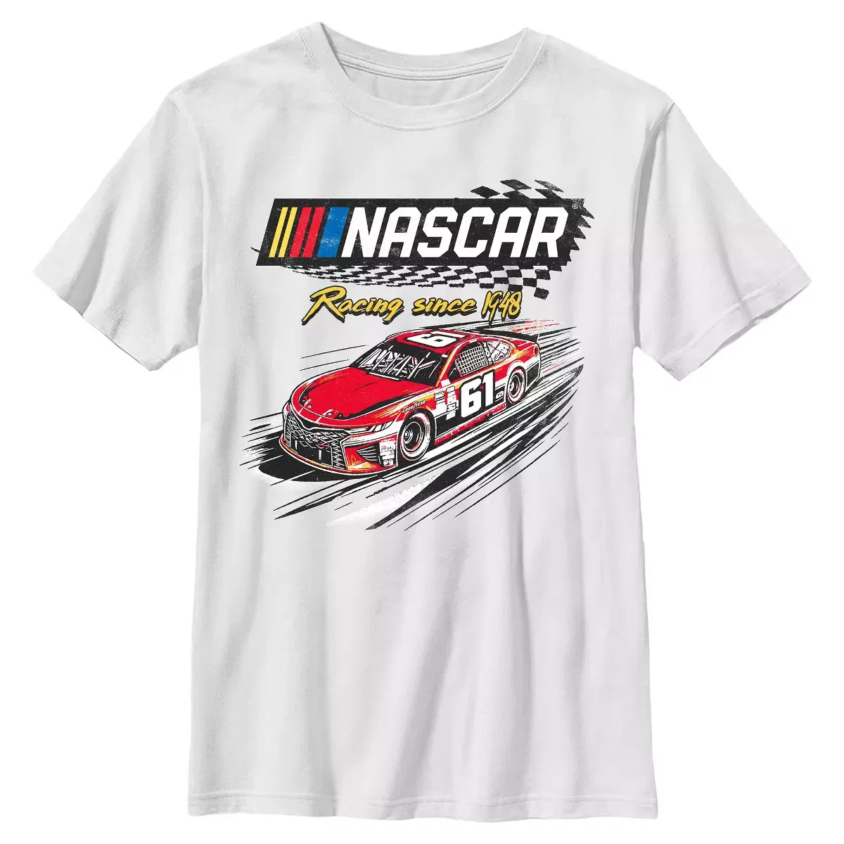 Детская футболка с принтом Racing Car 61 Since 1948 NASCAR, White