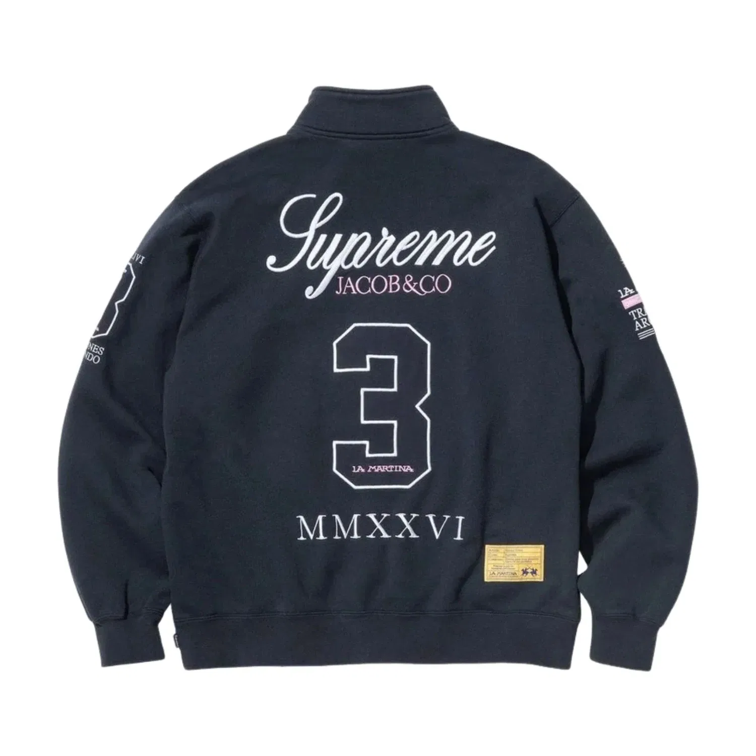 Мужской свитшот на молнии Supreme x La Martina SS26 Zip Up Sweatshirt, темно-синий — фото 2