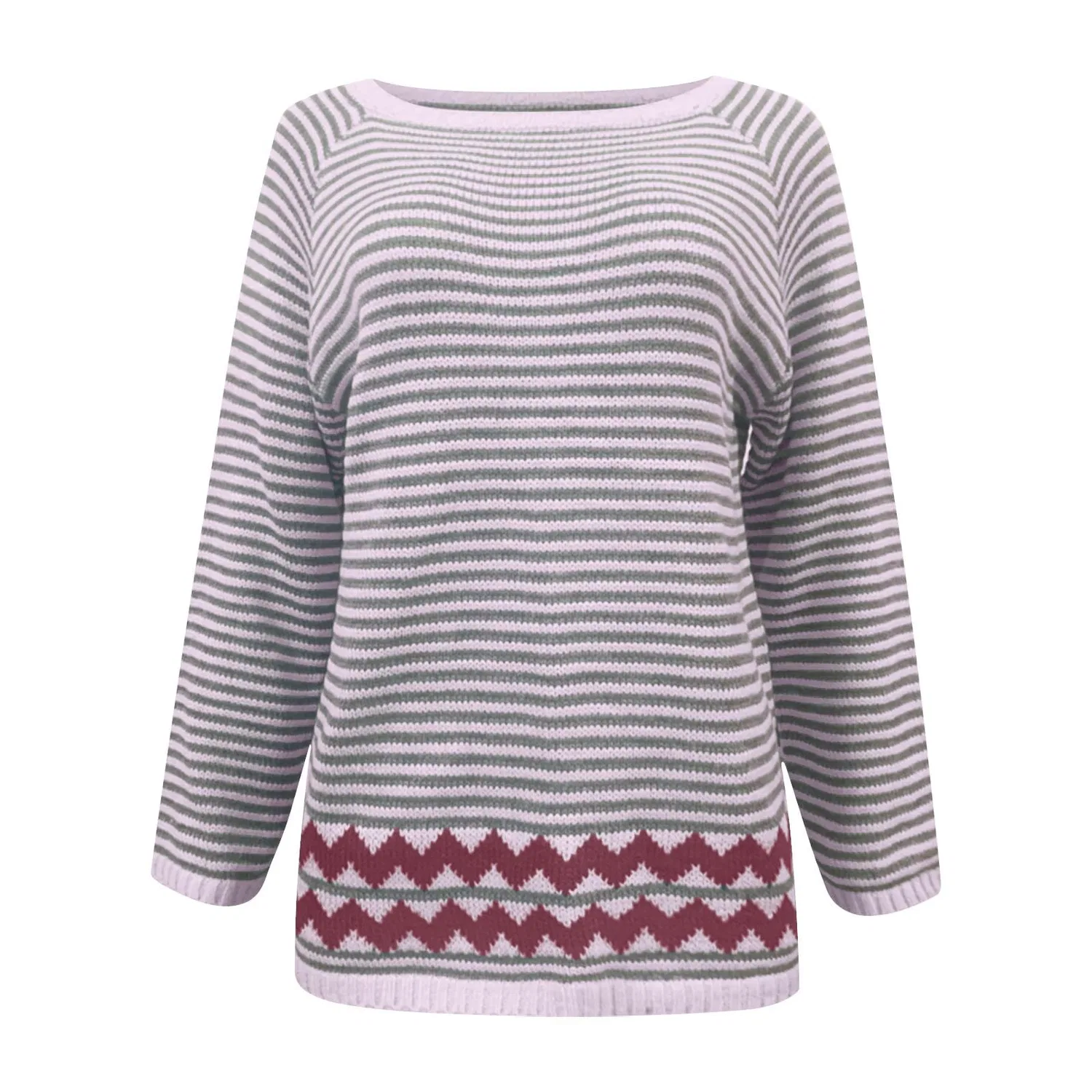 Женский свитер с принтом Fair Isle HUIFUAO, A08 Pink — фото 3