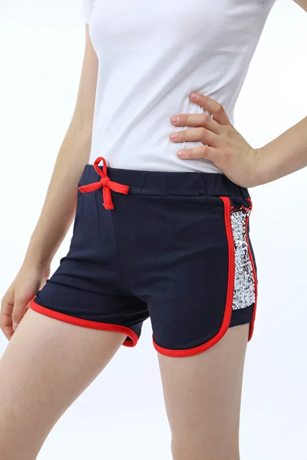 Детские шорты для девочек с принтом пайетки Toontoy, Navy Blue