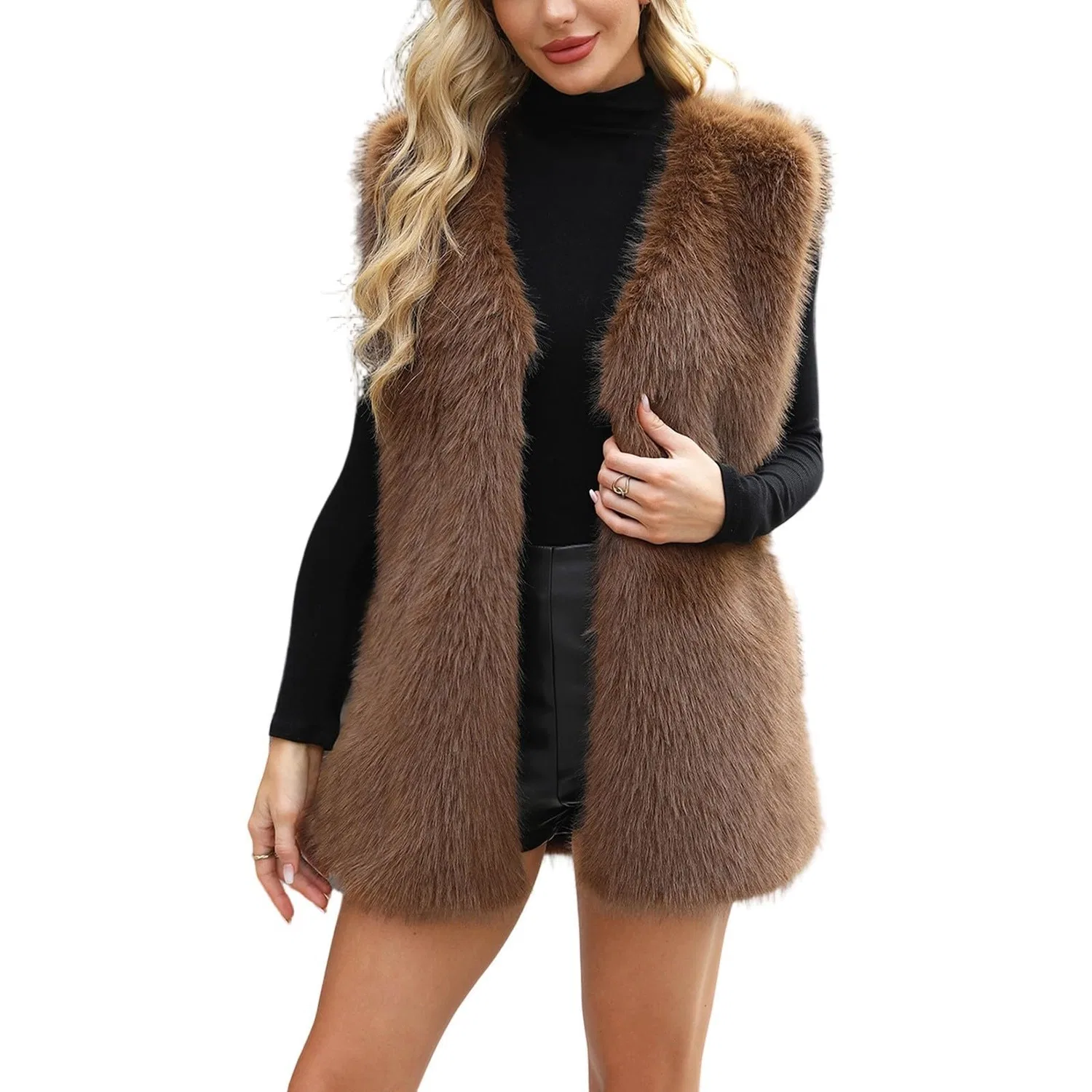 Женская куртка с принтом Lussuosa giacca invernale sintetica per un elegante cappotto in pile con vestibilità aderente per abbigliamento alla moda nella stagione fredda, Khaki2