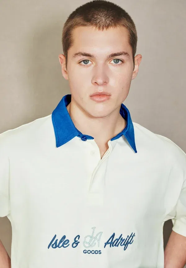 Рубашка поло хлопковая Text Graphic Edit Oversized Rugby Shirt Next, белый — фото 4