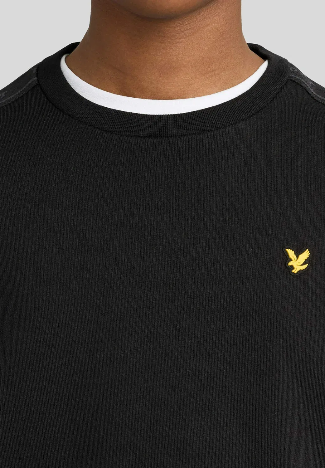 Средний слой жаккардовой ленты, круглый вырез - джемпер Lyle & Scott, Z Jet Black — фото 4