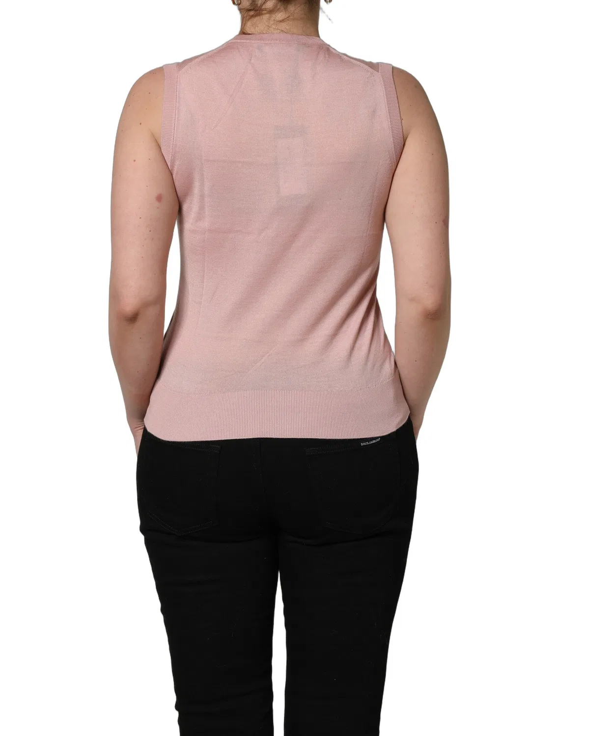 Женский вязаный топ без рукавов Sleeveless Crew Neck Dolce & Gabbana, Pink