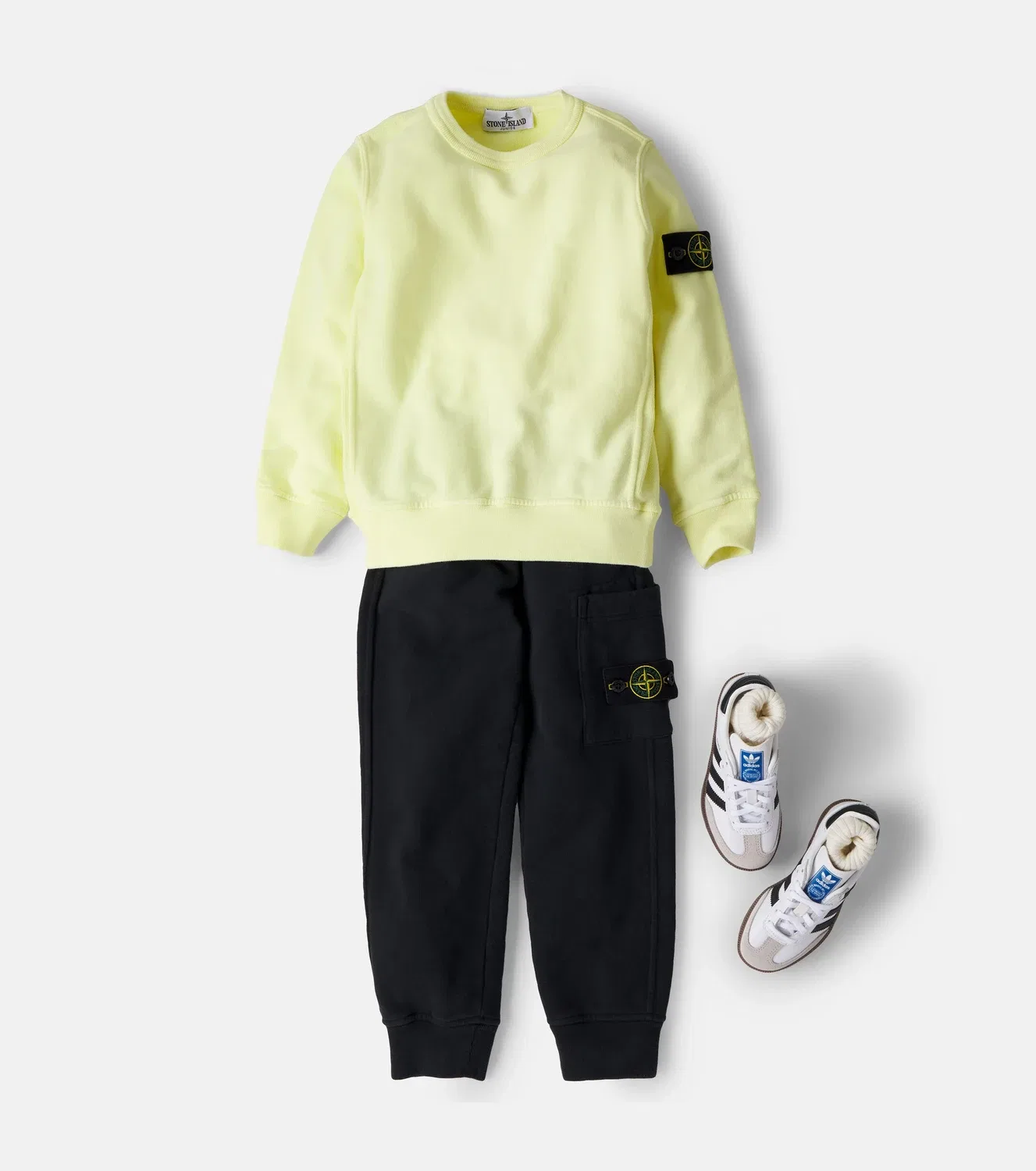 Свитшот хлопковый Stone Island Junior, желтый — фото 2