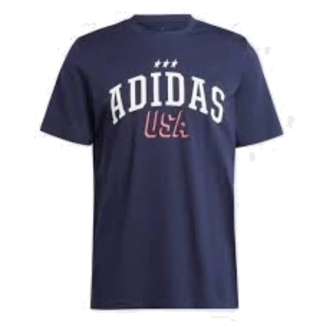 Футболка с принтом Americana Adidas, темно-синий