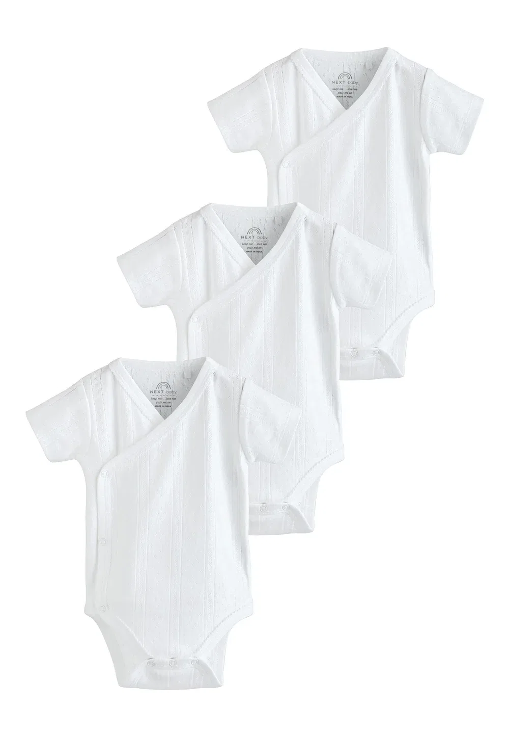 Комплект из 3 боди для малышей с коротким рукавом, стандартного кроя Next, White