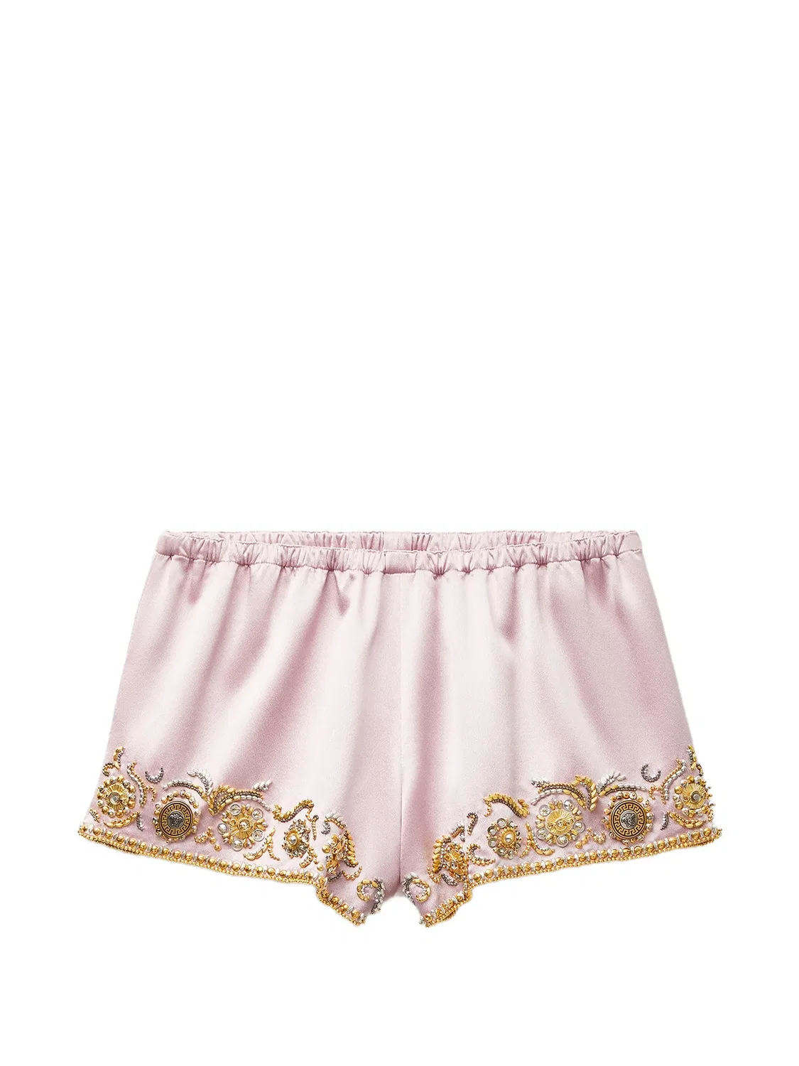 Атласные шорты с вышивкой Versace, розовый