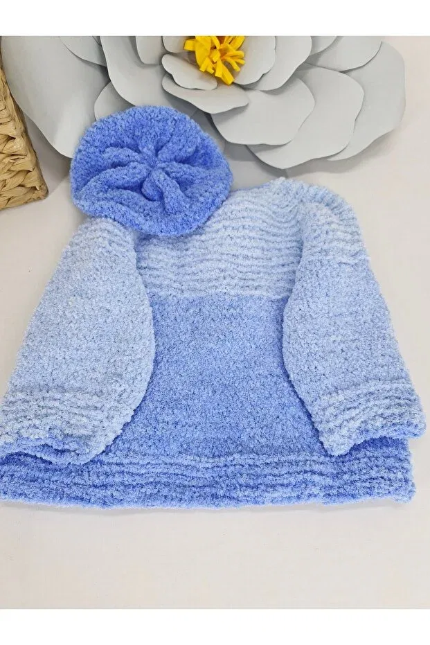 Детский кардиган ручной вязки для мальчиков Evitle, Blue — фото 4