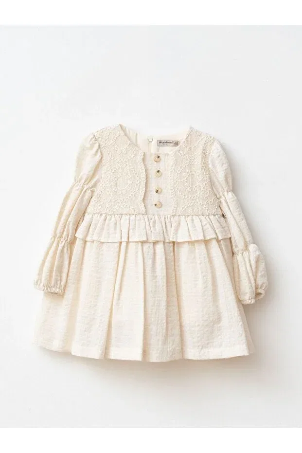 Детское платье для девочек хлопковое Premium Cotton Bohemian Cherrys Bebek, Cream — фото 2