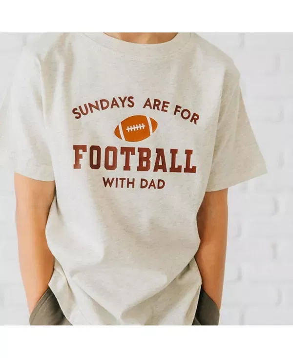 Детская футболка для мальчиков с принтом Sundays Are For Football Sweet Wink, Natural Heather — фото 3