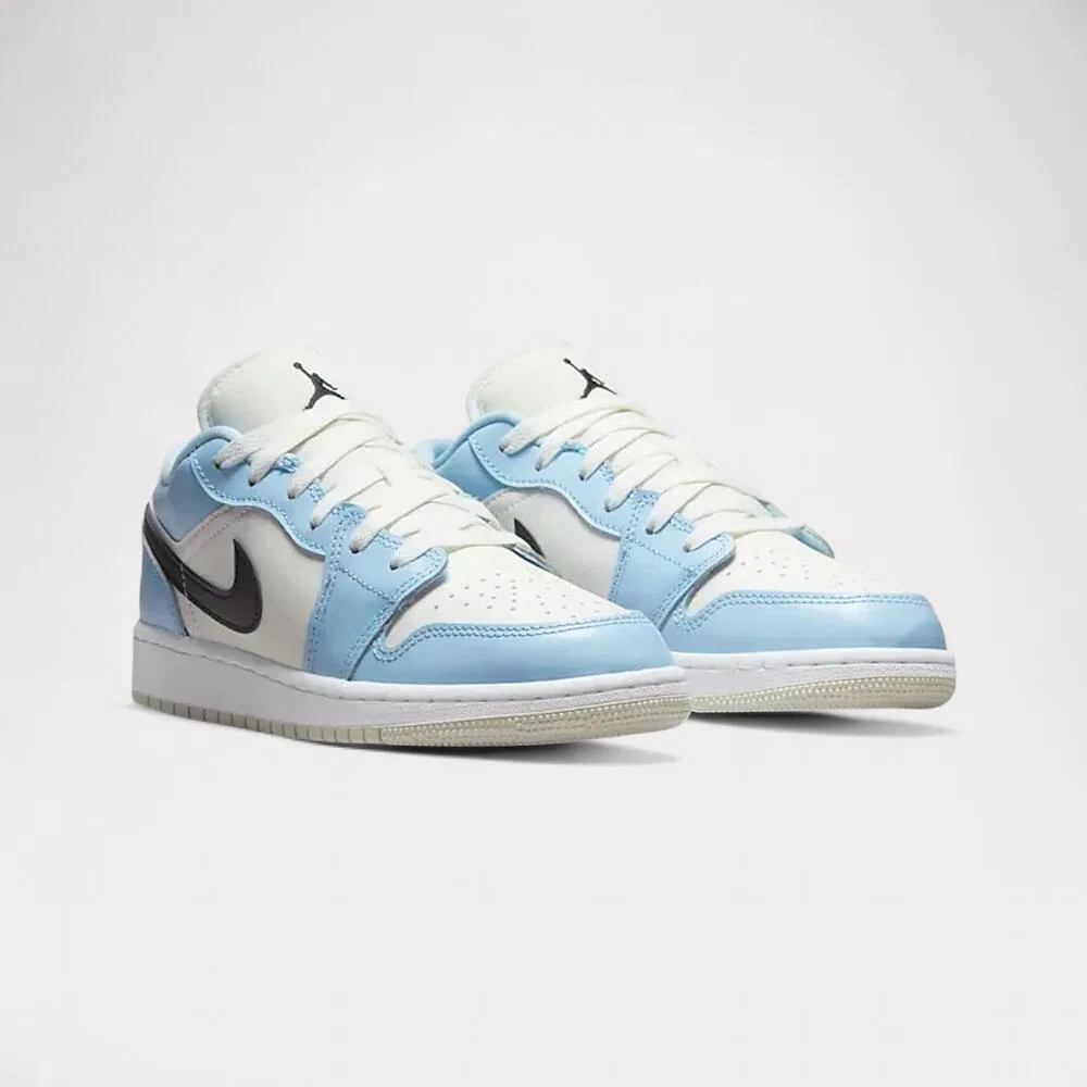 Детские кроссовки с контрастным дизайном Air Jordan 1 Low Nike, Ice Blue Black — фото 2