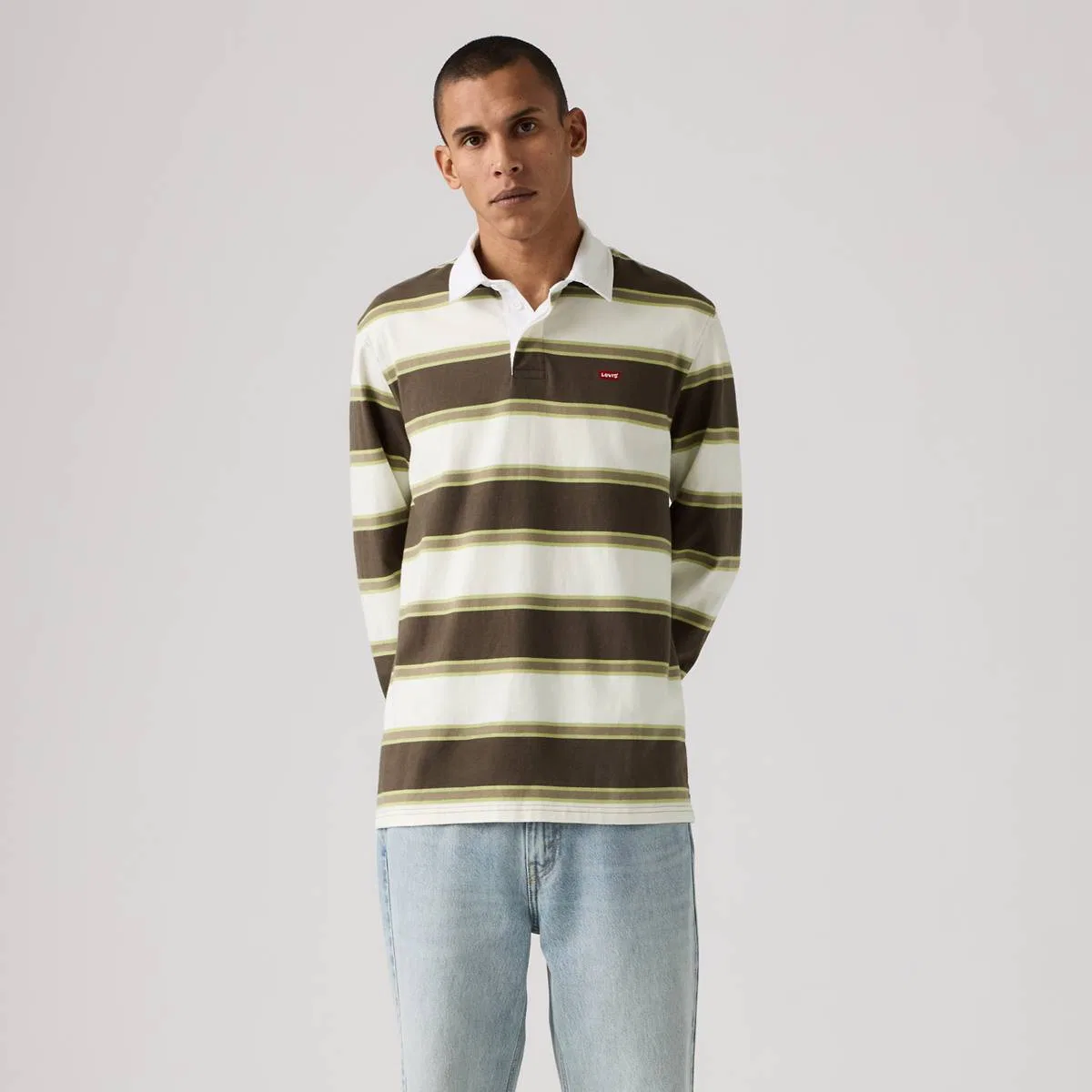 Классическая регбийная рубашка с длинными рукавами Levi's, Branco Stripe Egret - Multi-Color — фото 3