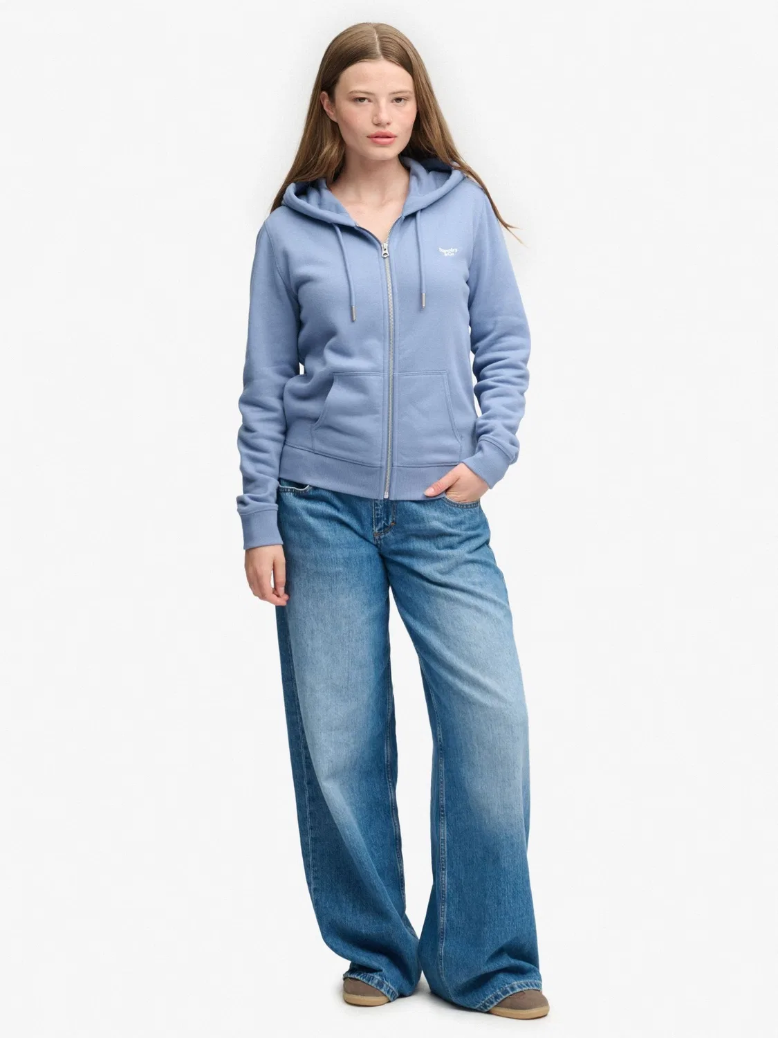 Синий худи на молнии с логотипом Superdry — фото 3
