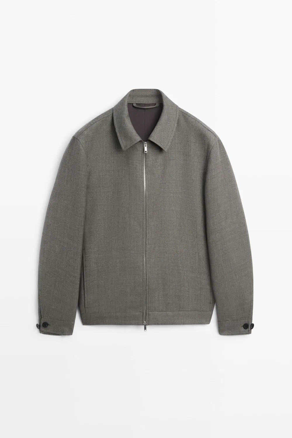 Жакет Massimo Dutti 100% Wool Structured, серовато-зеленый — фото 2