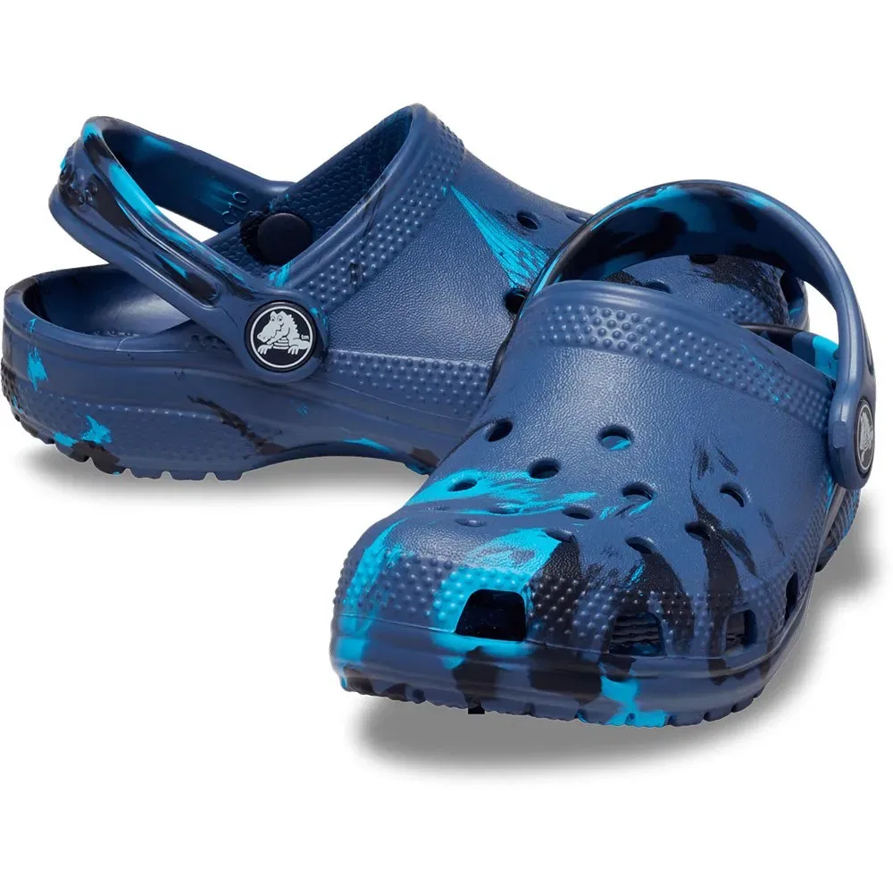 Детские клоги для девочек Classic Marbled Crocs, Blue — фото 4