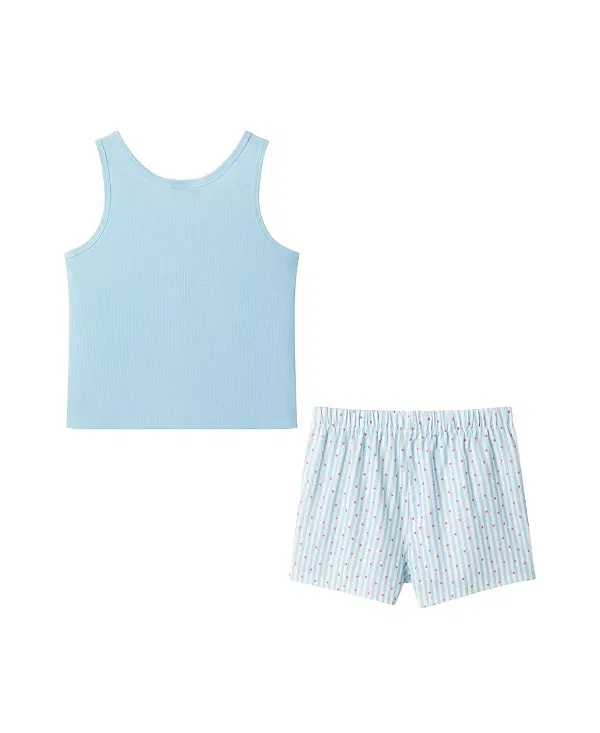 Детский комплект для девочек с принтом Tank & Baggy Short Set Andy & Evan, Multi Hearts — фото 2