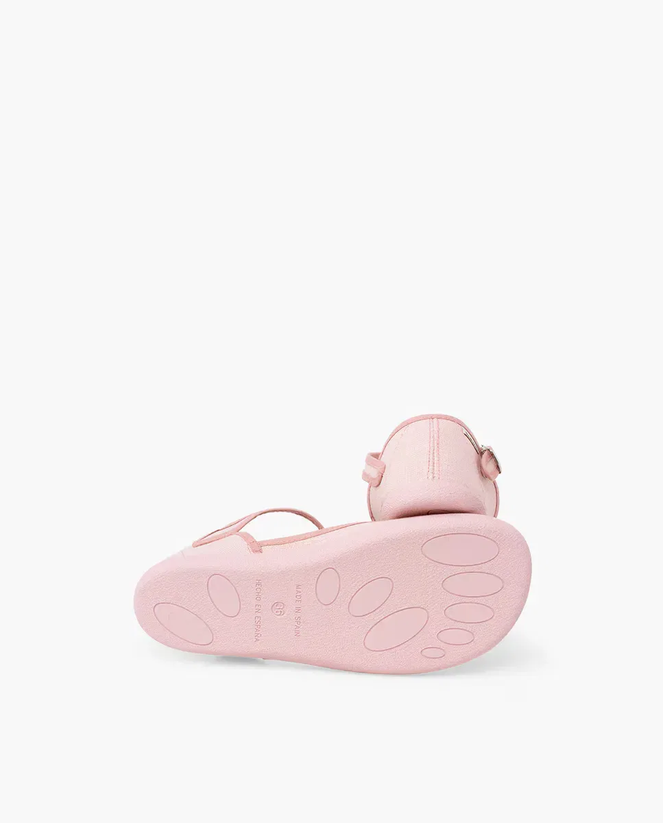 Детские туфельки-лодочки без каблука из льна Merceditas Pisamonas, Rosa — фото 3