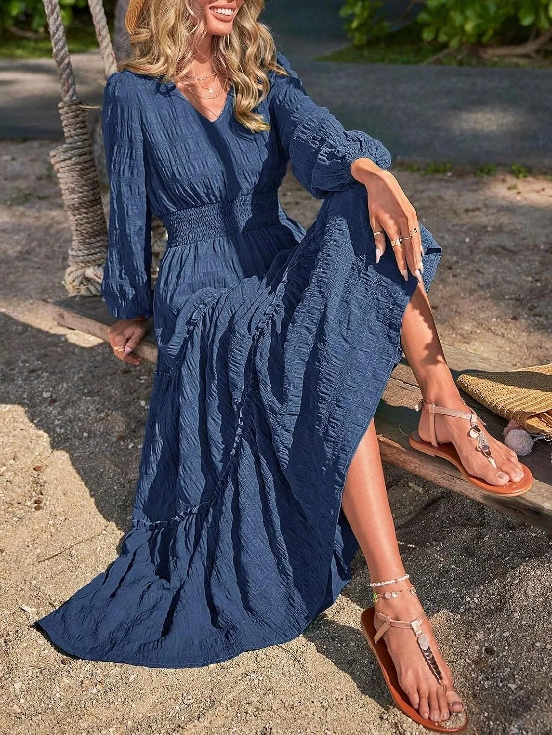 Женское коктейльное платье А-силуэта с воланами, Navy Blue — фото 3