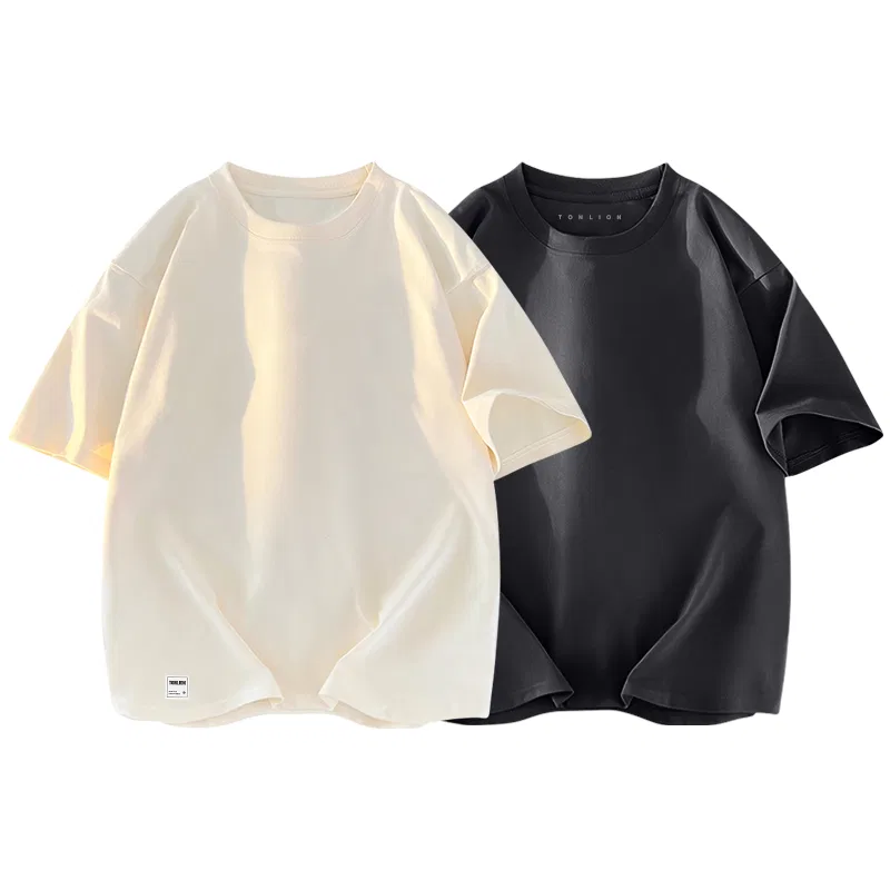 Детская футболка с коротким рукавом из хлопка Tonlion, Light Beige + Dark Grey