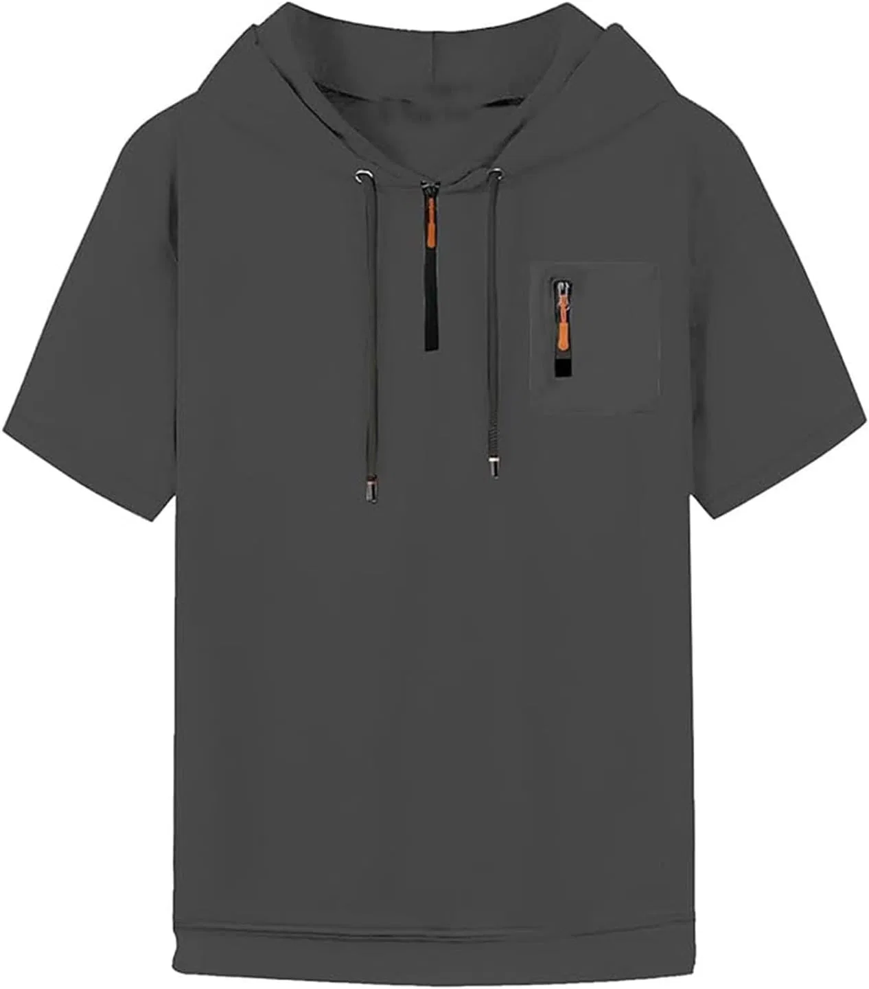 Мужская легкая футболка с капюшоном и карманом, Dark Gray — фото 4