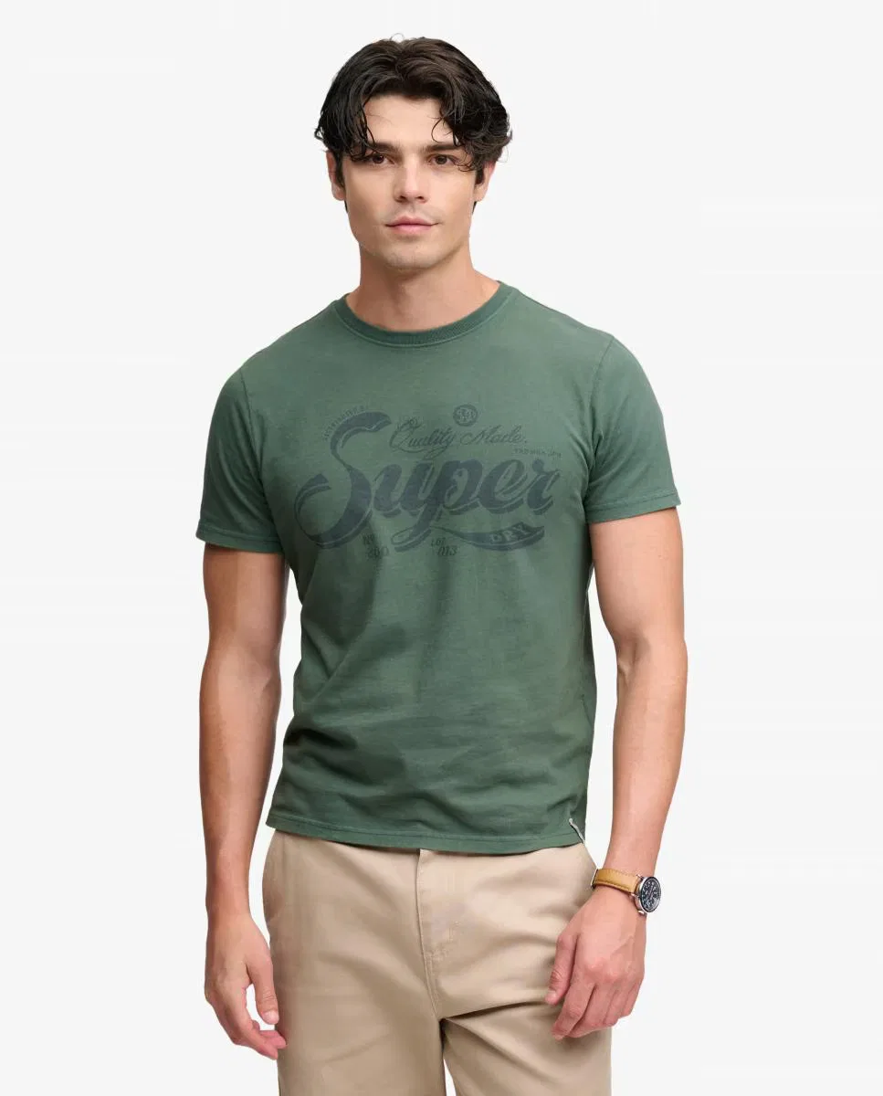 Мужская футболка с принтом, Vintage Workwear, Superdry, зеленый