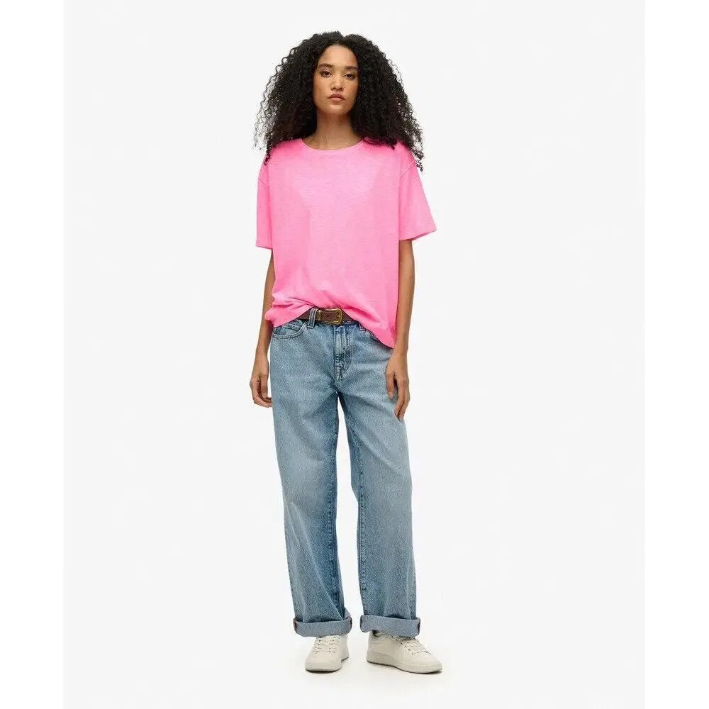 Женская футболка с опущенными плечами Superdry Studios, Rosa / Neon-Purpurrot — фото 2
